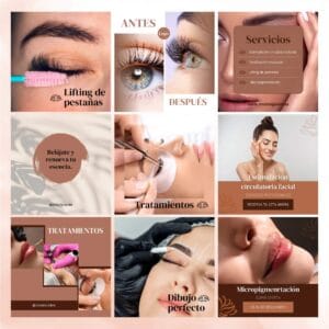 Pack de 30 post  publicaciones  para Estética o belleza marcas y más!